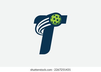 pickleball logo with a combination of letter t and a moving ball for any business especially pickleball shops, pickleball training, clubs, etc.