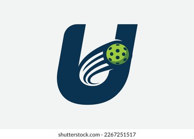 pickleball logo with a combination of letter u and a moving ball for any business especially pickleball shops, pickleball training, clubs, etc.