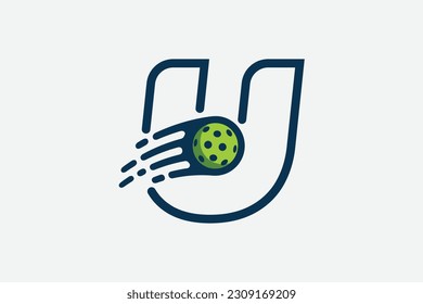 pickleball logo with a combination of letter u and a moving ball in line style for any business especially pickleball shops, pickleball training, clubs, etc.