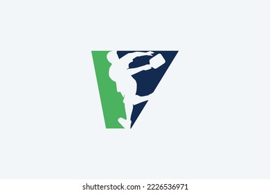 pickleball logo with a combination of letter v and silhouette of a pickleball player