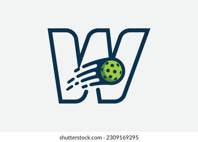 pickleball logo with a combination of letter w and a moving ball in line style for any business especially pickleball shops, pickleball training, clubs, etc.