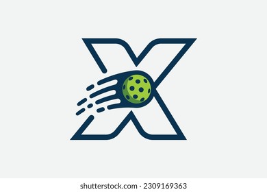 pickleball logo with a combination of letter x and a moving ball in line style for any business especially pickleball shops, pickleball training, clubs, etc.
