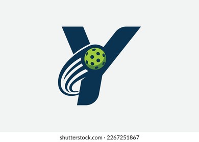 pickleball logo with a combination of letter y and a moving ball for any business especially pickleball shops, pickleball training, clubs, etc.