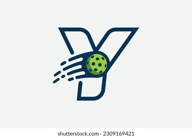 pickleball logo with a combination of letter y and a moving ball in line style for any business especially pickleball shops, pickleball training, clubs, etc.