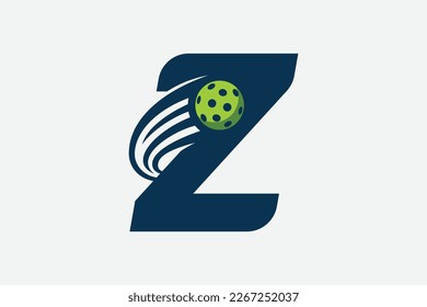 pickleball logo with a combination of letter z and a moving ball for any business especially pickleball shops, pickleball training, clubs, etc.