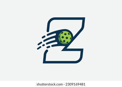 pickleball logo with a combination of letter z and a moving ball in line style for any business especially pickleball shops, pickleball training, clubs, etc.