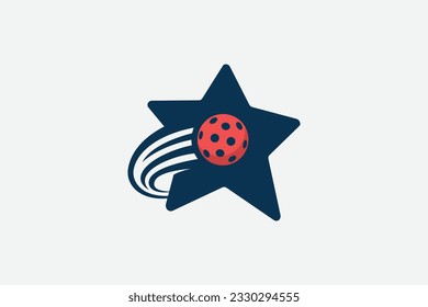 pickleball logo with a combination of a star and a moving ball