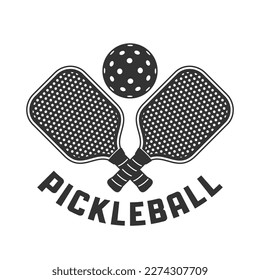 Pickleball Logo With Crossed Racket and Ball Above Them