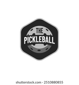 the pickleball logo design in grey with hexagon