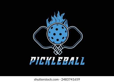 Pickleball Logo Design Illustration on Black Background suitable for Game, Sport or Club Logo - Pickleball sports logo