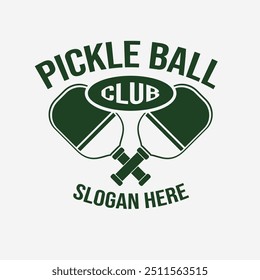 Pickleball Logo Design Illustration geeignet für Spiel, Sport oder Club Logo, Pickle Ball Retro Vintage Logo