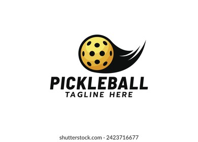 pickleball logo with a flying ball in an attractive yellow color