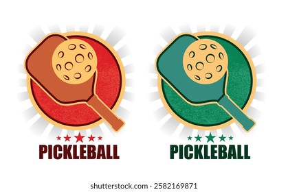 Pickleball Logo graphic design With Crossed Racket paddle and Ball