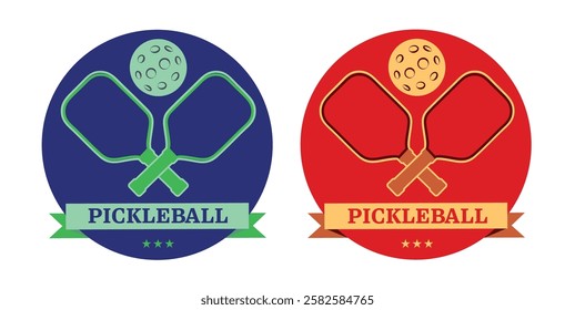 Pickleball Logo graphic design With Crossed Racket paddle and Ball