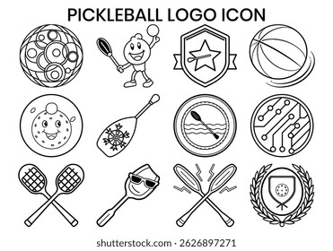 Pickleball Logo Symbol Vektor Silhouette Illustration Bundle 