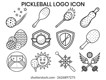 Pickleball Logo icono Vector Silueta ilustración Paquete 