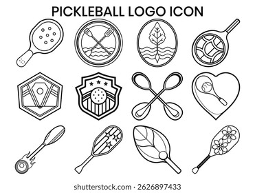 Pickleball Logo Symbol Vektor Silhouette Illustration Bundle 