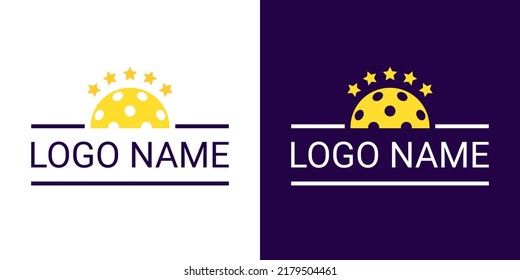 Pickleball logo isolated vector illustration on blue background