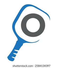 Pickleball Logo On Letter O Concept With Pickle Bat Symbol Vector Template