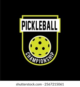 Pickleball logo sport design template, pickleball sport emblem vector, pickleball tournament logo badge design vector illustration