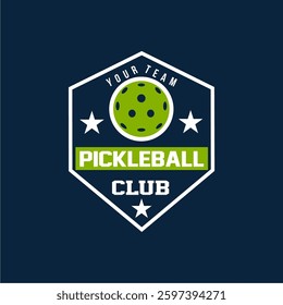 Pickleball logo sport design template, pickleball sport emblem vector, pickleball tournament logo badge design vector illustration