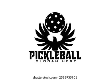 pickleball logo vector with eagle bird - pickleball vector illustration especially for sport, club, team, event.