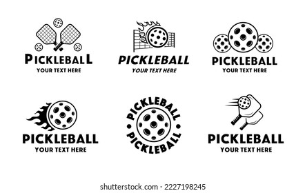 Pickleball logo vector set black color