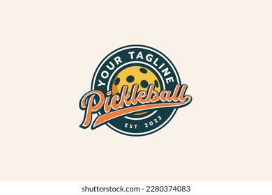 pickleball logo in vintage style for apparel business, club, team, etc.