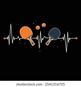 Pickleball Lovers Heartbeat t shirt design vector