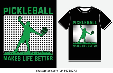 Pickleball Makes Life Better, Pickleball t-shirt design vector print template, Retro Vintage Sports Pickleball T-shirt, Graphic template, typography, raphic template, Print