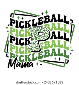 Pickleball Mama diseño con texto ondulado genial para la mamá de pickleball