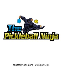 Pickleball mascot logo badge with white background