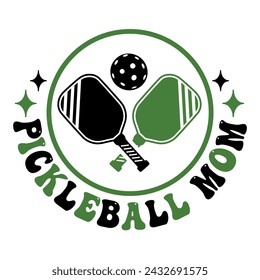 Pickleball mamá con paletas en estilo de logotipo