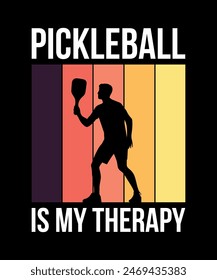 Pickleball is my therapy, Pickleball t-shirt design art illustration 