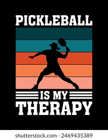 Pickleball is my therapy, Pickleball t-shirt design art illustration 