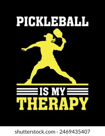 Pickleball is my therapy, Pickleball t-shirt design art illustration 