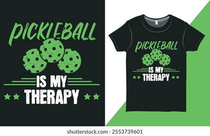 Pickleball is My Therapy T-shirt Graphic, Pickleball Logo, Sports T-shirt Typography Vector