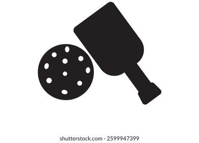 Pickleball paddle with ball flat vector icon for sports apps and websites