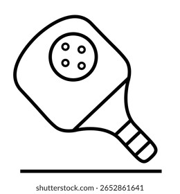 Pickleball Paddle with Ball Icon Simple Line Art Vector