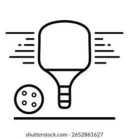 Pickleball Paddle and Ball Icon – Speed Motion Line Art Vector