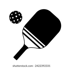 Pickleball paddle with ball icons. Sport concept. Vector illustration isolated on white background 
