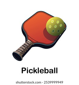 Pickleball Paddle and Ball Illustration - Equipamento Esportivo Vetor