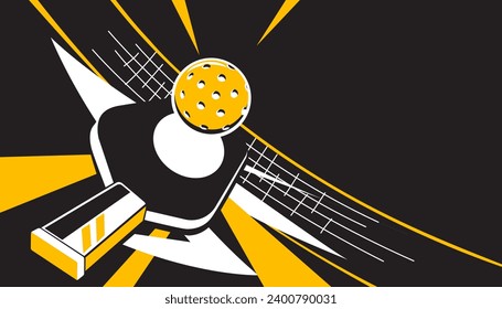 Pickleball paddle and ball on abstract background. The sports concept