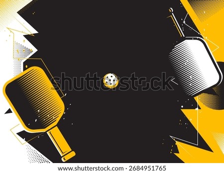 Pickleball paddle and ball on abstract background. The sports concept
