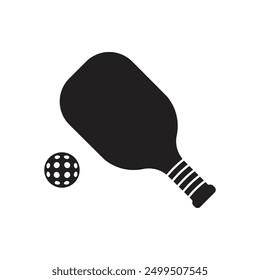 Pickleball paddle and ball vector icon for sports apps and web