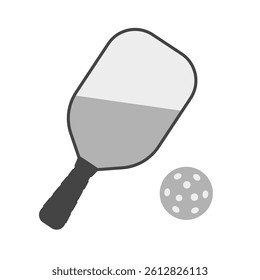 Pickleball paddle and ball. Vector illustration on white