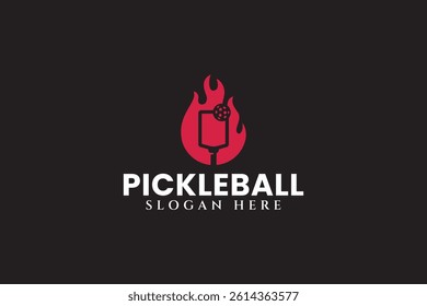pickleball with paddle and flame logo design sets. pickleball racket and ball with fire badge logo design. modern pickleball burn illustration logo for pickleball sport club and tournament