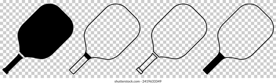 Pickleball paddle icons. Vector illustration isolated on transparent background
