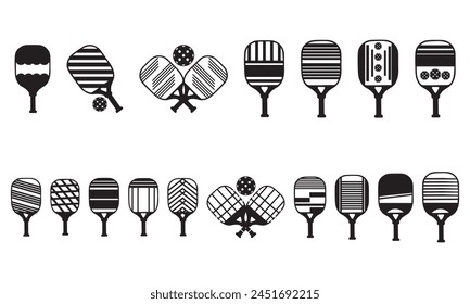 Pickleball paddle  Illustration set. Pickleball Paddle and Ball Vector,  Clipart of Pickleball, Pickleball Bat and Symbol bundle