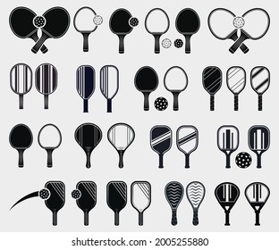 Pickleball paddle Printable Vector Illustration. Pickleball Paddles and Ball Vector, Pickleball Clipart, Pickleball Bat Symbol, icon, Logo